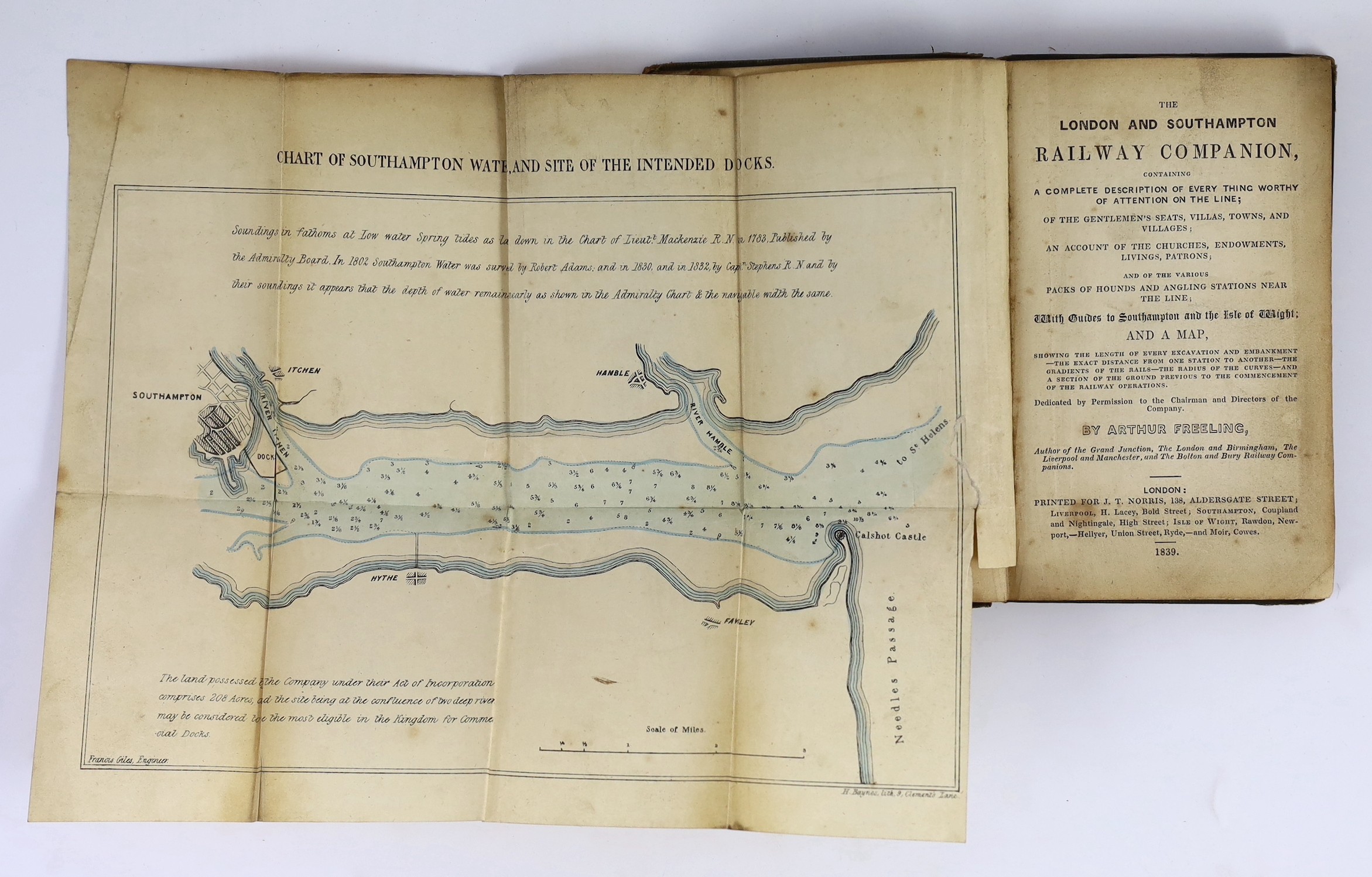 HANTS: Freeling, Arthur - The London and Southampton Railway Companion, containing a complete description of everything worthy of attention on the line ... with guides to Southampton and the Isle of Wight ... folded and